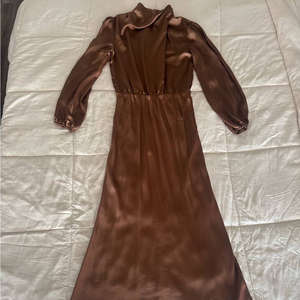 Elegant Brown Satin Dress